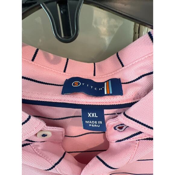 Stitch mens size XXL golf polo shirt pink & navy blue - Picture 2 of 3